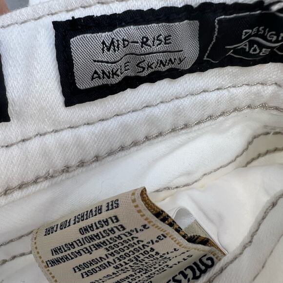 Miss Me Women's Jeans Women's 27 (4) White Mid Rise Ankle Skinny Preppy Moto - Picture 8 of 15